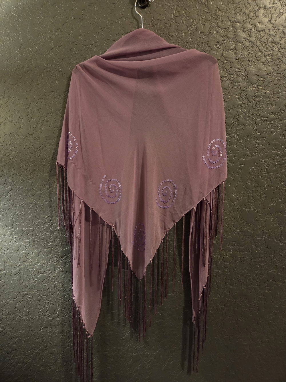 Purple Tassel Embellished Shawl - Women's Accessory